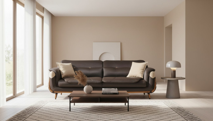 Canapé Wunnzëmmer Miwwelen Dräisiichter Canapé Klassesch Stoff Couch Luxus