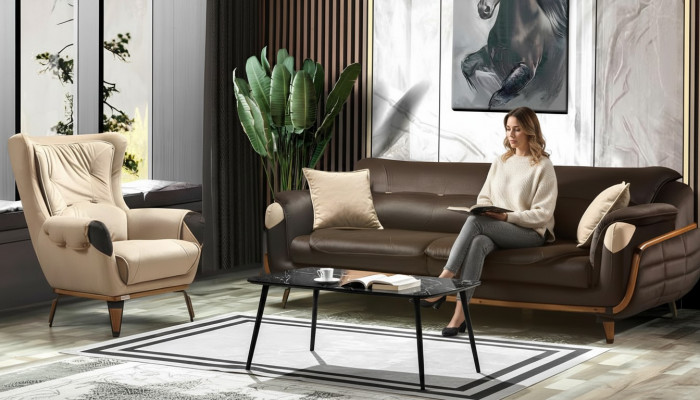Sofa 3-Sëtzer Sesseldesign Polstersëtz Klassesch Design Wunnzëmmer
