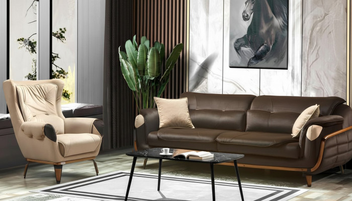 Sofa 3-Sëtzer Sesseldesign Polstersëtz Klassesch Design Wunnzëmmer