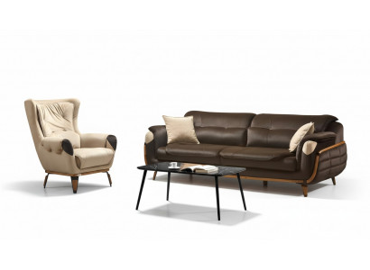 Sofa 3-Sëtzer Sesseldesign Polstersëtz Klassesch Design Wunnzëmmer