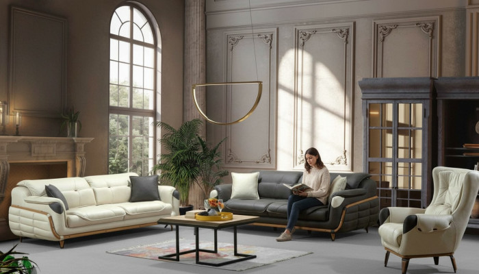 Sofa-Garnitur 3+3+1 Sëtzer Grupp Sofa Fotell Sofas Klassesch Set
