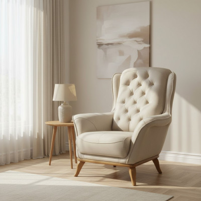 Fotell Luxus Design Miwwelen Klassësche Stil Design Textil Wunnzëmmer