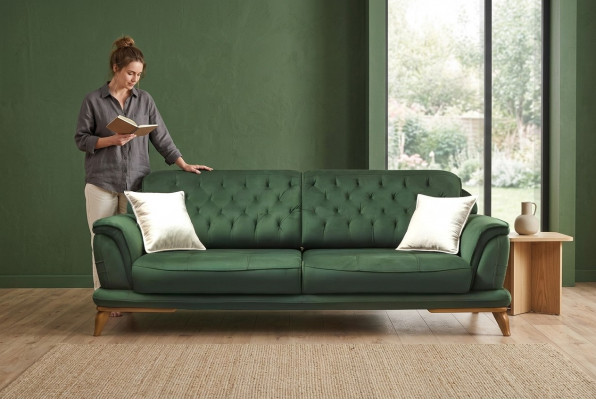 Sofa 3 Sëtzer Klassesch Canapéen Luxus Miwwelen Sofas Stoff Couche