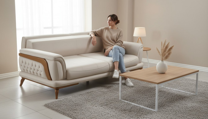 Couch Sofa Klassesche Stil Canapéen Drësëtz Sofa Miwwelen 3 Sëtzplazen