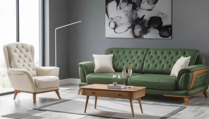 Canapé 3 Plazen Klassesch Polstersofa Dräiplazen Textil Wunnzëmmer