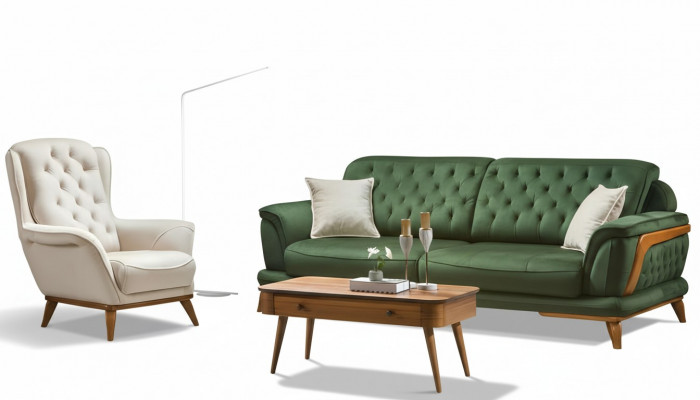 Canapé 3 Plazen Klassesch Polstersofa Dräiplazen Textil Wunnzëmmer