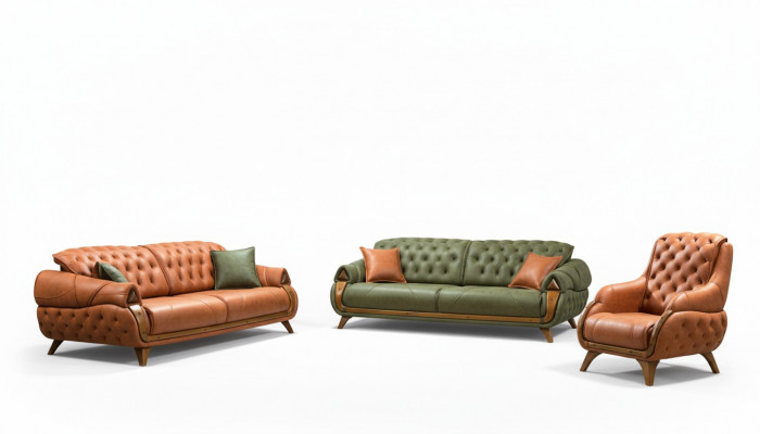 Canapé-Set 3+3 Sëtzer Canapéen Luxus Grupp Set 2 Deeler