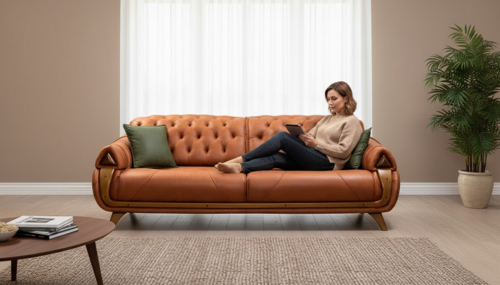 Dreisëtzer Luxus 3-Sëtz Coulis Polster Klassesch Sëtz Sofas Zëmmer