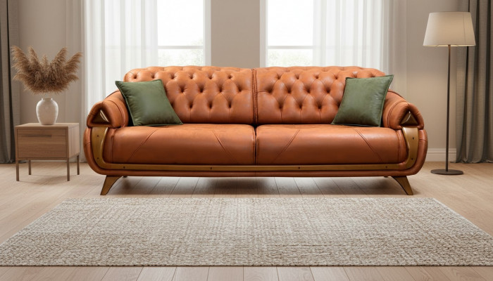 Dreisëtzer Luxus 3-Sëtz Coulis Polster Klassesch Sëtz Sofas Zëmmer