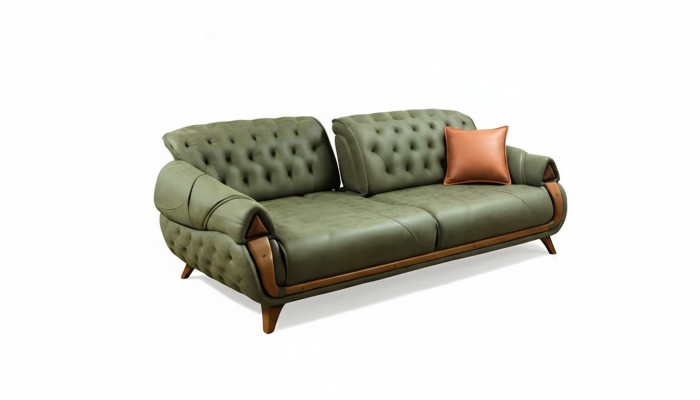 Klassesche Dräisëtzer Sofa Canapé Polster Miwwelen Wunnzëmmer 3 Sëtz