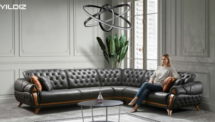 Wunnzëmmer Lieder Schwaarz Sofa Sofaen L-Form Sëtz Faarf Eckecksofa Couch