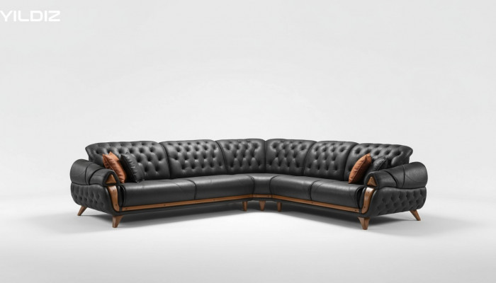 Wunnzëmmer Lieder Schwaarz Sofa Sofaen L-Form Sëtz Faarf Eckecksofa Couch