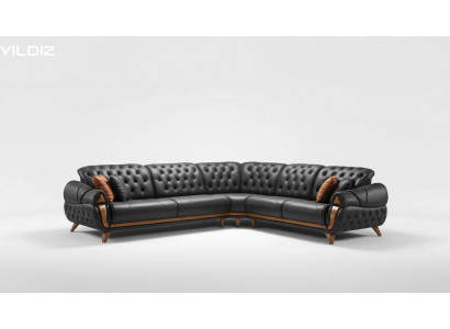 Wunnzëmmer Lieder Schwaarz Sofa Sofaen L-Form Sëtz Faarf Eckecksofa Couch