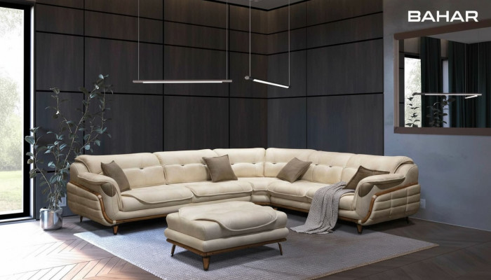 Luxus Eckcouch L-Form Garnitur Sëtz Wunnzëmmer Polstermébel Eck Sofa