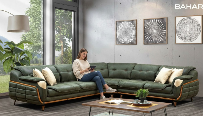 Design Eckcouch L-Form Couch Polsterung Luxus Wunnzëmmer Soft Style