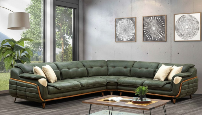 Design Eckcouch L-Form Couch Polsterung Luxus Wunnzëmmer Soft Style