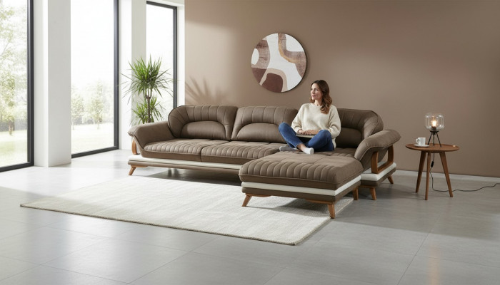 Eckcouch Wunnlandschaft Polster Ecksofa Garnitur Luxus Sofen L Form