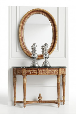 Holz Italienesch Miwwelen 2tlg Set Miwwelen Stil Barock Konsolendësch mat Spigel Neien
