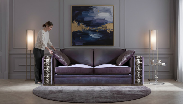 Canapé 3 Plazen Design Canapéë Gestofféiert Couchen Textil Relax Klassesch Miwwelen Canapé