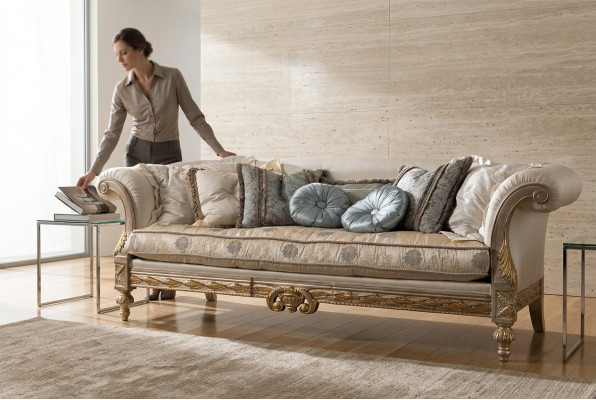 Chesterfield Klassesch Dräisëtzer Sofa Wunnlandschaft Textilsofa 3 Sëtz Couch
