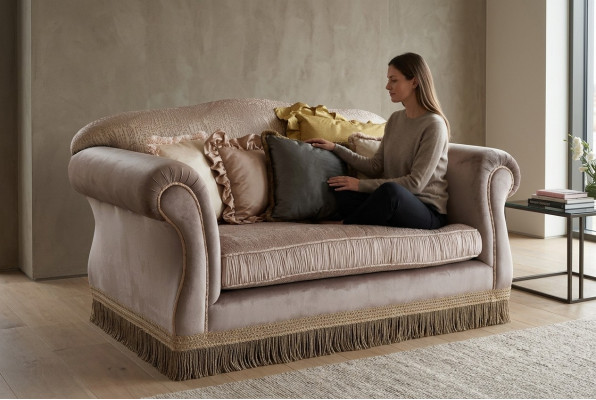 Design Zwee-Sëtz-Miwwelen 2 Sëtz Sofa Couch Polster Italienesch Miwwelen Nei