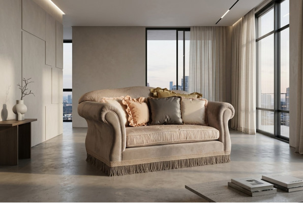 Design Zwee-Sëtz-Miwwelen 2 Sëtz Sofa Couch Polster Italienesch Miwwelen Nei