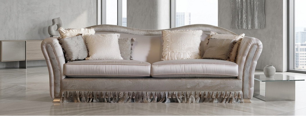 Chesterfield Klassesch Dräisëtzer Canapé Wunnlandschaft Textilcanapé 3 Sëtz Nei