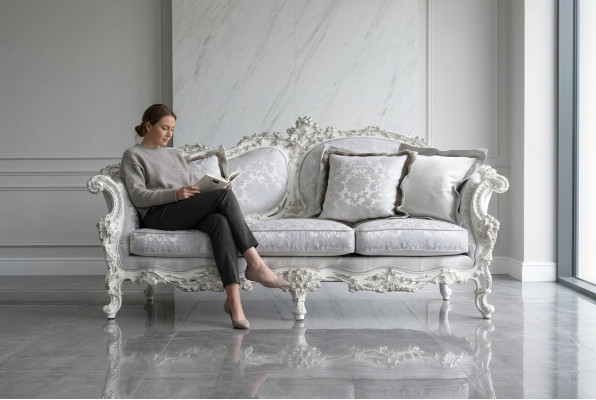 Chesterfield Klassische Dräisëtzer Canapé Wunnlandschaft Textilcanapé 3 Sëtz Couch