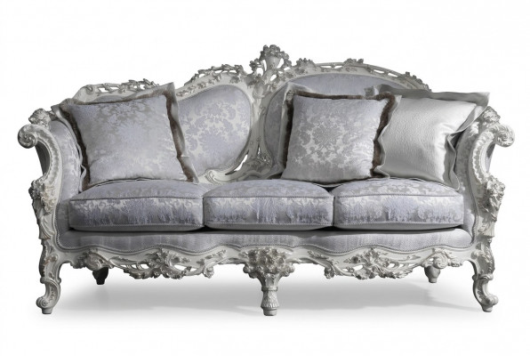 Chesterfield Klassische Dräisëtzer Canapé Wunnlandschaft Textilcanapé 3 Sëtz Couch