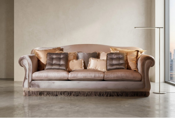 Sofa Dräibettzëmmer Sofa 3-Sëtzer Designer Sofa modernes Design Braun
