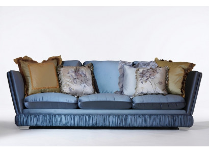 Klassesch Dräibettzëmmer Sofa Faarf blo Wunnengstoff Sofa Klassiker
