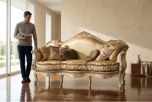 Textil Sofa Couch Polstersofa 3 Sëtz Couchen Sofen Art déco Drësëtzer Nei