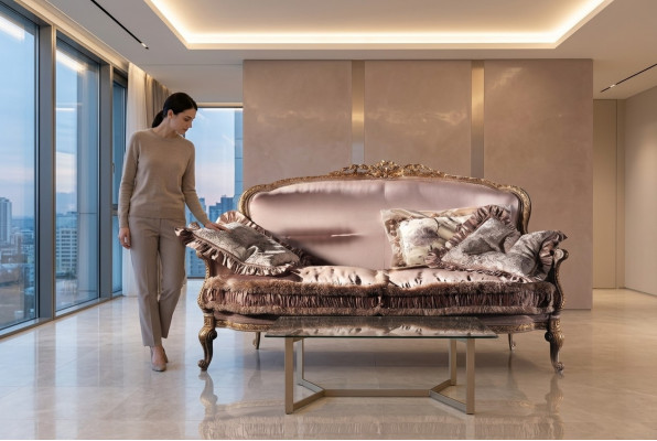 Design Këssen Textil Sofas Couchen Luxus Sofa 2 Sëtzer Miwwelen Couch Ariichtung