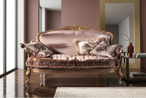Design Këssen Textil Sofas Couchen Luxus Sofa 2 Sëtzer Miwwelen Couch Ariichtung