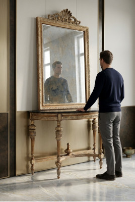 Moublen Stil Barock Konsolendësch Spigel Holz Italienesch Dëscher Konsolen 2tlg.