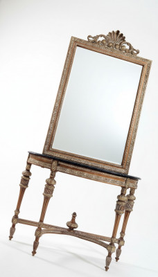 Moublen Stil Barock Konsolendësch Spigel Holz Italienesch Dëscher Konsolen 2tlg.