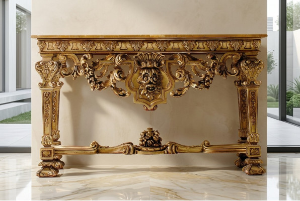 Konsooltisch Miwwel Holz Konsool Italienesch Ariichtung Massivholz Kommode Nei