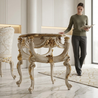Couchtisch Dësch Niewendësch Wunnzëmmertëscht Holz Royal Niewendësch Barock Dëscher