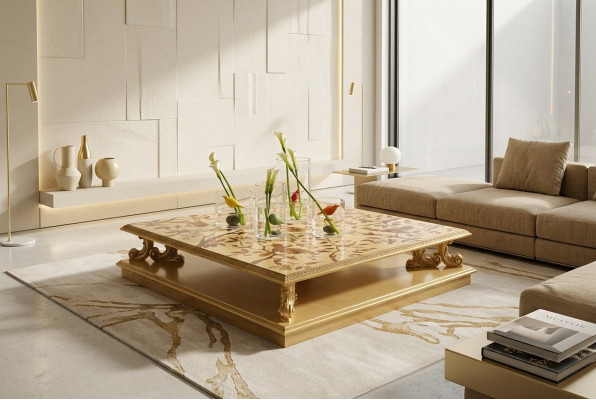 Couchtisch Dësch Bäitisch Wunnzëmmerdësch Holz Royal Säitendësch Barock klassesch
