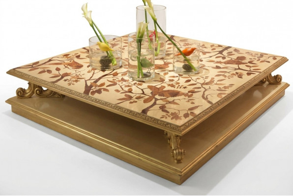 Couchtisch Dësch Bäitisch Wunnzëmmerdësch Holz Royal Säitendësch Barock klassesch