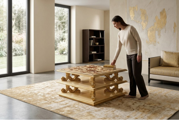 Couchtisch Dësch Säitendësch Wunnzëmmertësch Holz Royal Säitendësch Barock Nei