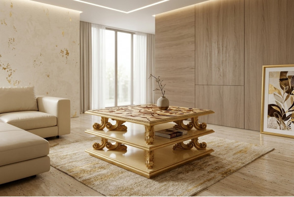 Couchtisch Dësch Säitendësch Wunnzëmmertësch Holz Royal Säitendësch Barock Nei
