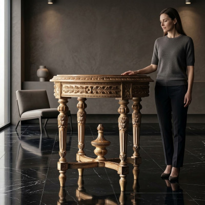 Couchtisch Dësch Säitendësch Wunnzëmmerdësch Holz Royale Säitendësch Barock Miwwelen