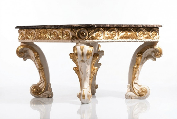 Couchtisch mat Marmor Ronn Dësch antiken Niewendësch Barock Rokoko Italienesch