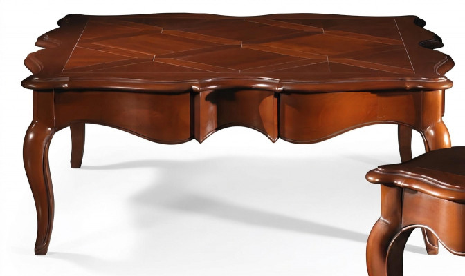 Bäizësch XXL Echt Holz Dësch 112x112cm Miwwelen Italienesch Ariichtung Dëscher