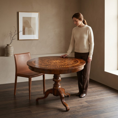 Iessdësch Rond Dësch Iesszëmmer Wunnzëmmer Garnitur Holz Design Dëscher Ronn Nei