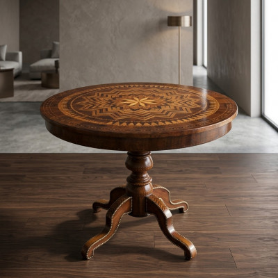 Iessdësch Rond Dësch Iesszëmmer Wunnzëmmer Garnitur Holz Design Dëscher Ronn Nei