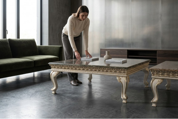 Couchtisch Massivholz Barock Rokoko Couchtischen Dësch Italienesch Miwwelen