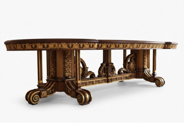 Iessdësch Iesszëmmer Blat Gold Stuff Holz Klassesch Dësch Italien Miwwelen