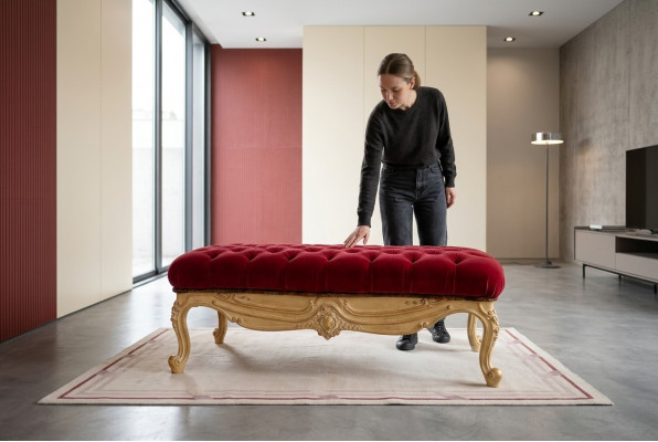 Clubhocker Wunnzëmmer Miwwelen Stull Fousshocker Polster Chesterfield Klassesch Neien
